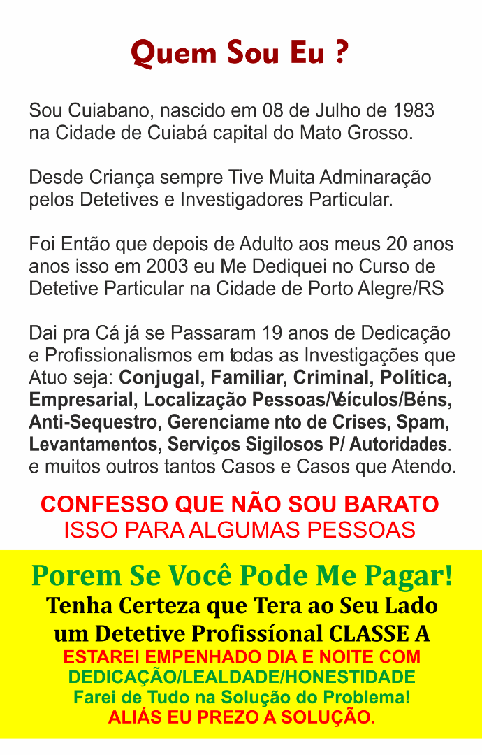 Detetive Bira investigações Sigilosas Alto Padrão